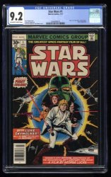 Cover Scan: Star Wars #1 CGC NM- 9.2 Off White to White 1st App Luke Skywalker Darth Vader! - Item ID #440177