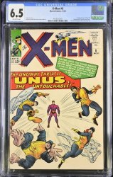 Cover Scan: X-Men #8 CGC FN+ 6.5 Off White 1st Appearance Unus the Untouchable! Kirby Cover! - Item ID #446412