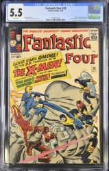 Cover Scan: Fantastic Four #28 CGC FN- 5.5 White Pages X-Men Crossover! Mad Thinker! - Item ID #446416