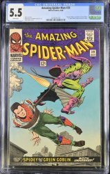 Cover Scan: Amazing Spider-Man #39 CGC FN- 5.5 White Pages 1st Romita ASM Art/Green Goblin! - Item ID #446425